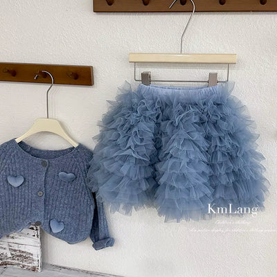 Girls' Sweater Set 2025 Autumn/Winter New Korean Edition Love Western Style Knitted Cardigan Princess Two Piece Set Trendy