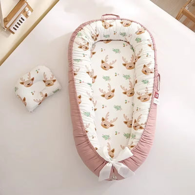 Travel Bed Infant Toddler Cotton Cradle for Newborn Baby Bed Bassinet Bumper New 85*50Cm Baby Nest Bed with Pillow Portable Crib