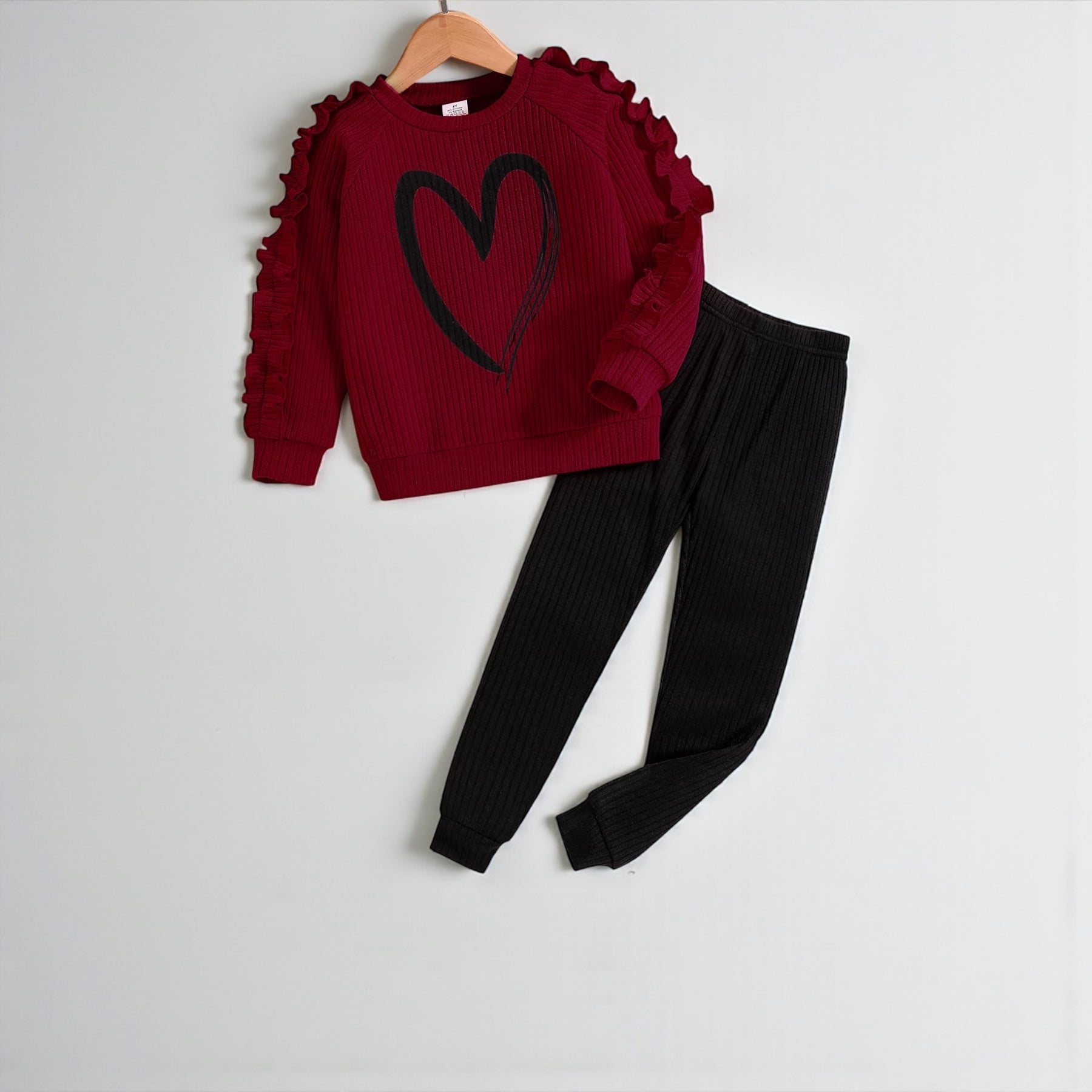 HeartJoy Girls Cartoon Sweater & Pants Set