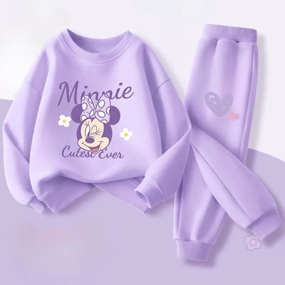 Purple Series  Print Spring New Style Children'S Clothing Sets Girls Casual Sweatsuit Kids Pullover Long Pant 2Cps Set