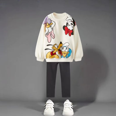 Autumn New Children Clothes Long Sleeve Suit Printed Cartoon Minnie Baby Girls Casual Tracksuits Kids Hoodie + Leggings 2Pc/Set