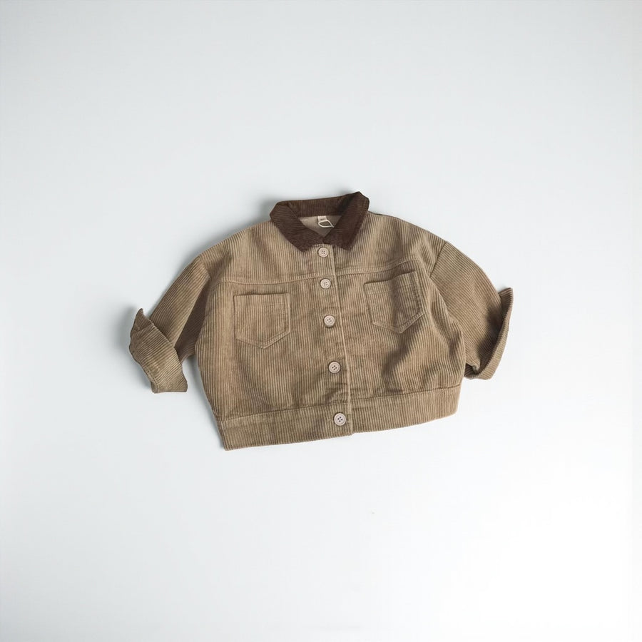 Retro Korean Kids Corduroy Collar Loose Jacket