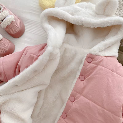 MILANCE Winter Baby Girls Clothes Fur Lining Hoodie Jacket Cotton Fleece Boys Coat