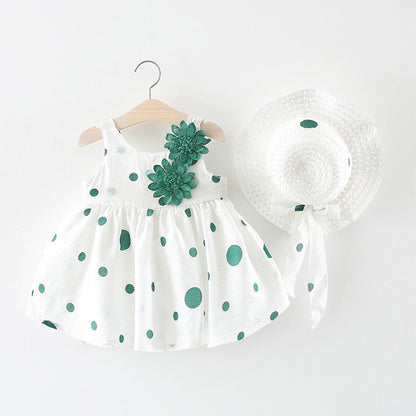 Girl's Polka-Dot Tank Top Halter Dress