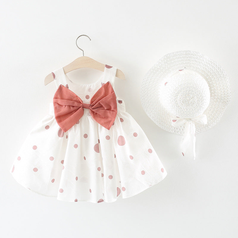 Girl's Polka-Dot Tank Top Halter Dress