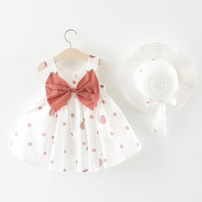 Girl's Polka-Dot Tank Top Halter Dress