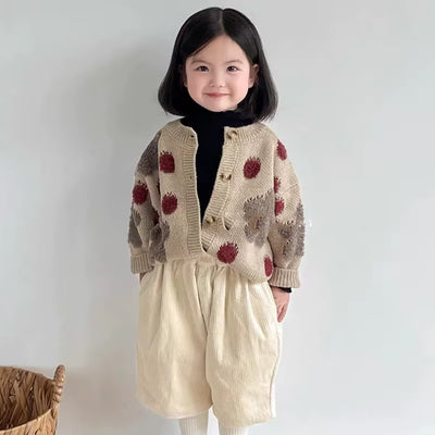 Christmas Girls Cardigan Autumn Winter Contrasting Jacket Kids Knitted Children Sweater Thickened Tops Baby Outerwear Clothes