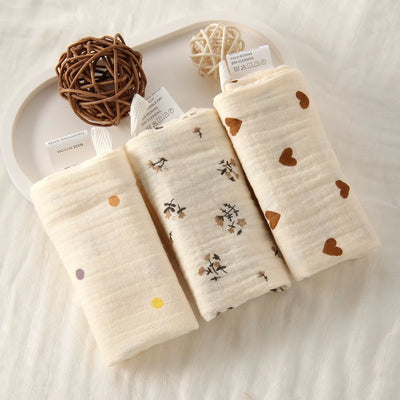 Soft Absorbent Gauze Cotton Baby Square Towels Infant Wash Hand Face Towels Crepe Muslin Saliva Wipe Face Cloths for Babies