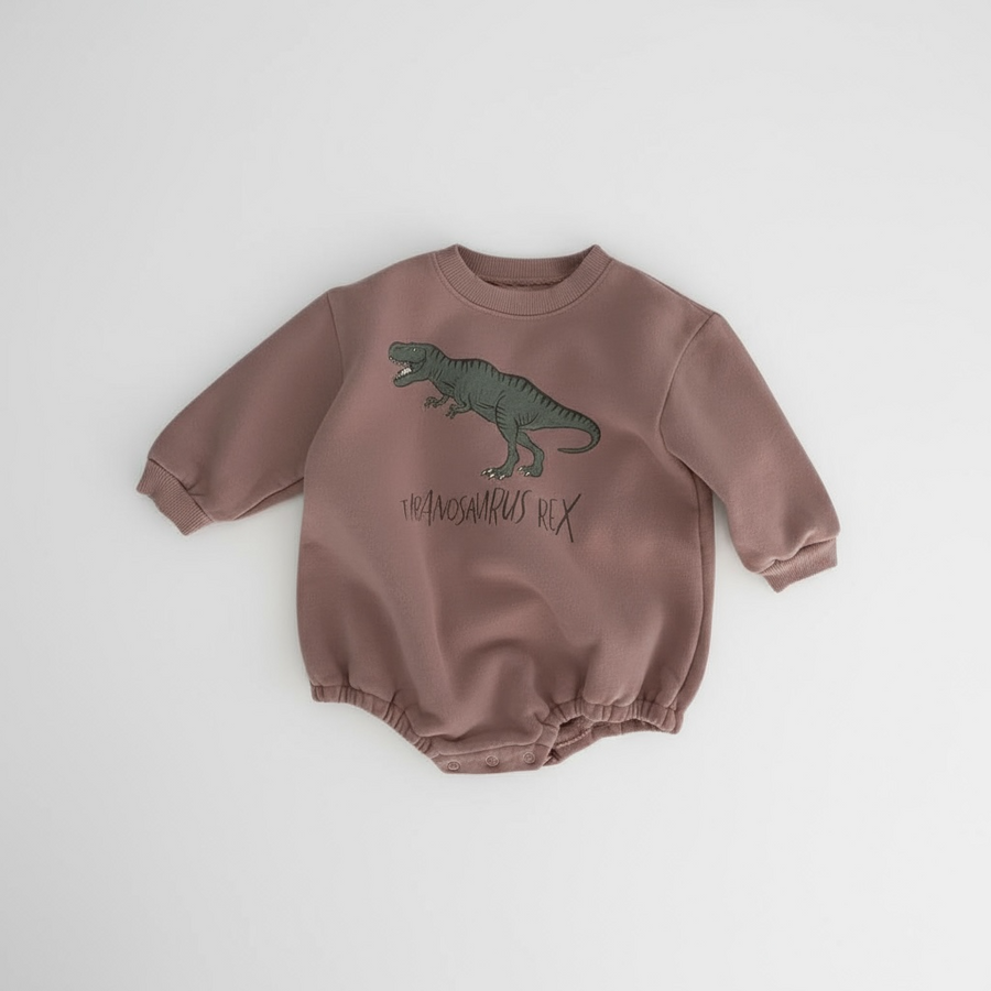 Dino Cozy Fleece Baby Bodysuit – Autumn One Piece
