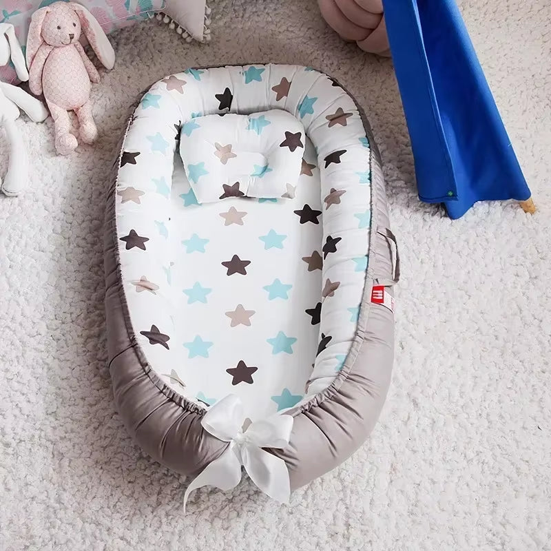 Travel Bed Infant Toddler Cotton Cradle for Newborn Baby Bed Bassinet Bumper New 85*50Cm Baby Nest Bed with Pillow Portable Crib