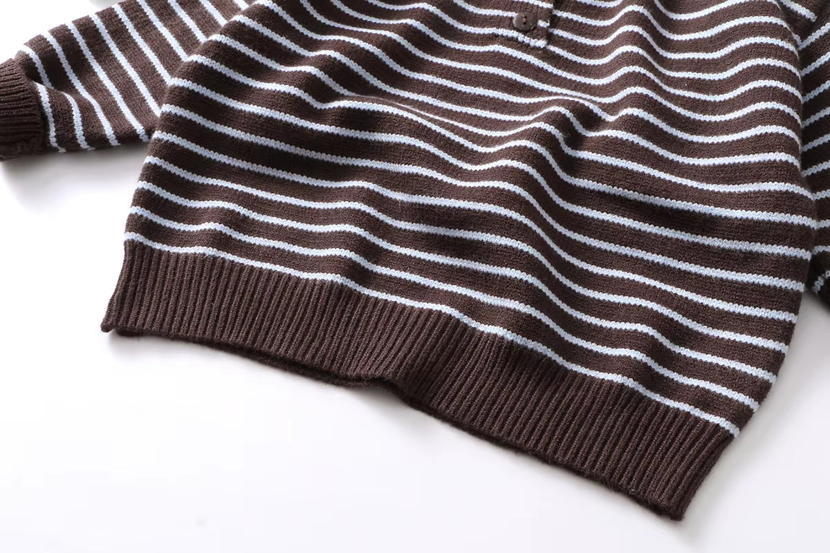 1-6 Y Kids Sweaters Striped Boys Knit Pullover Brief Style Boys Sweaters Casual Style Girls Knitwear