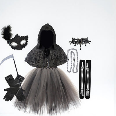 Grim Reaper Tulle Hoodie Costume for Girls – Halloween