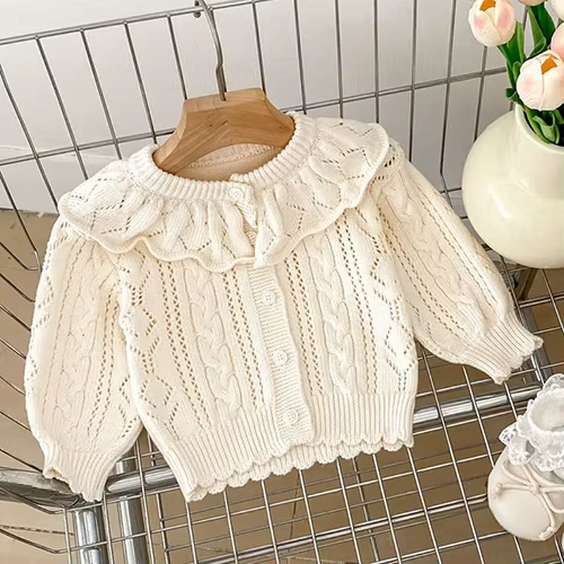 2025 New Autumn 0-3Yrs Toddler Baby Girl Knitting Cardigan Coat Long Sleeved Solid Color Newborn Baby Girls Sweater Coat