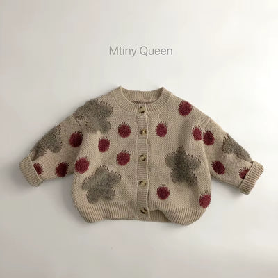 Christmas Girls Cardigan Autumn Winter Contrasting Jacket Kids Knitted Children Sweater Thickened Tops Baby Outerwear Clothes