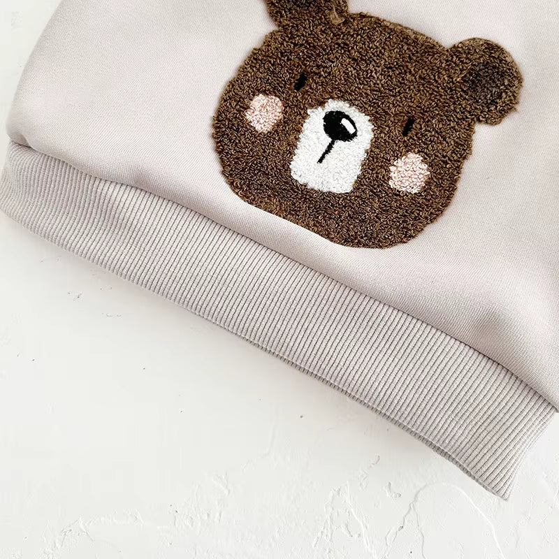 New Autumn Baby Clothes Set 6M-3T Cute Bear Fleece Padded Toddler Girls Hoodie +Pants Infant Leisure Outfit 2PCS