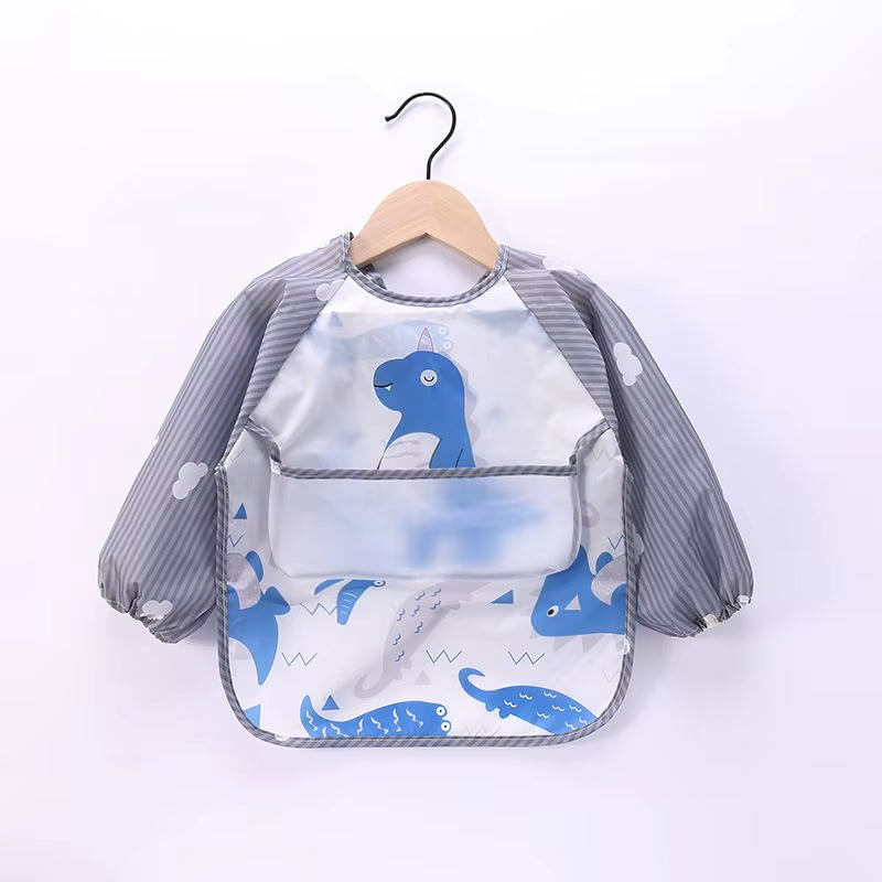 Waterproof Full Sleeve Baby Bibs Children Apron Long Sleeve Feeding Smock Kids Eating Breastplate Infant Scarf Clothing