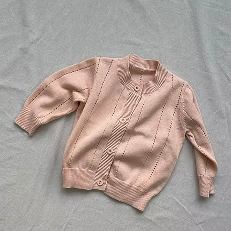 2025 New Autumn 0-3Yrs Toddler Baby Girl Knitting Cardigan Coat Long Sleeved Solid Color Newborn Baby Girls Sweater Coat
