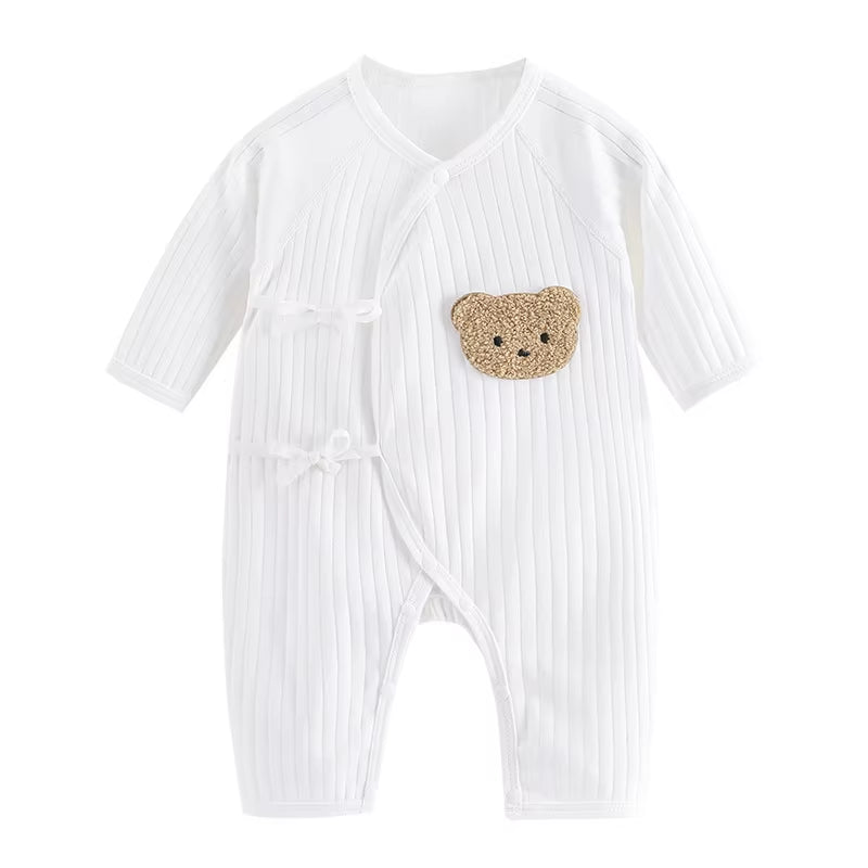 Boys Girls One Piece Outfit 100% Cotton Newborn Baby Long Sleeve Romper Infant Solid Knitting Thin Jumpsuit for Seasons