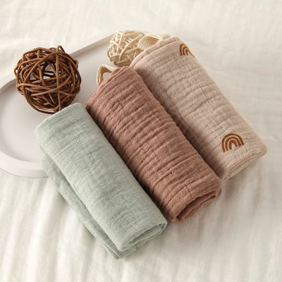 Soft Absorbent Gauze Cotton Baby Square Towels Infant Wash Hand Face Towels Crepe Muslin Saliva Wipe Face Cloths for Babies