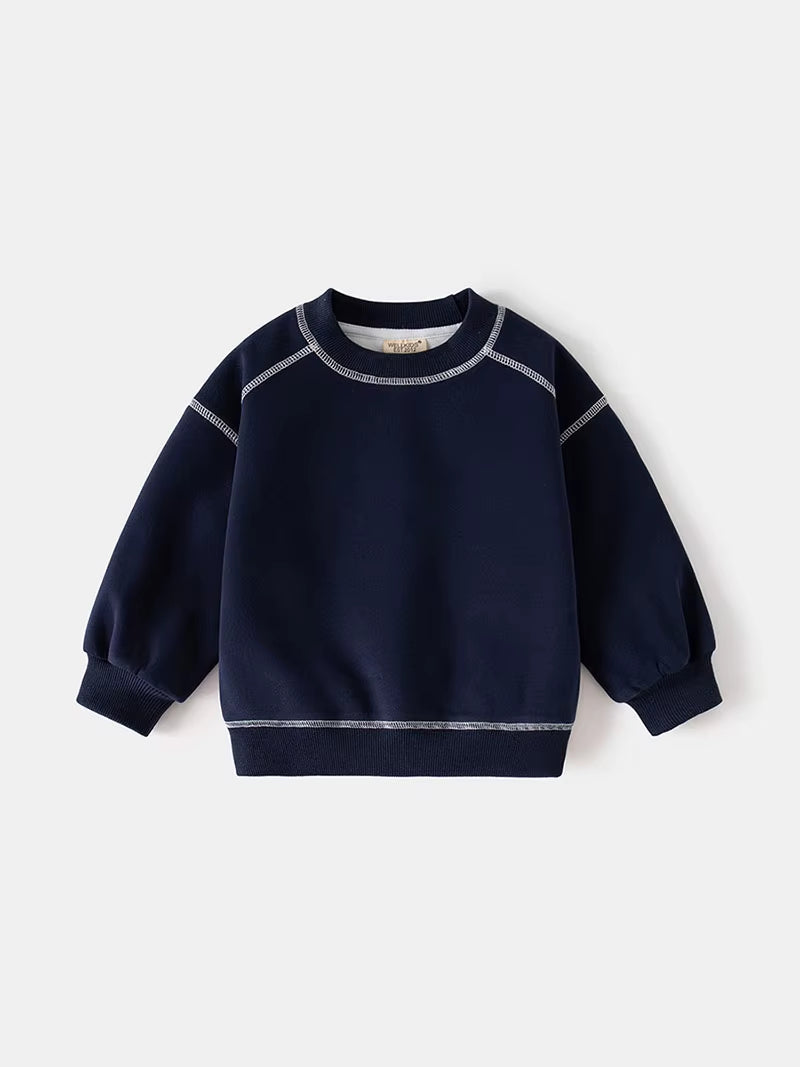 New Spring Kids Hoodie 2-6T Girls Cute Contrast Color Pullover Thin Style Children Loose Boys Sweatshirt