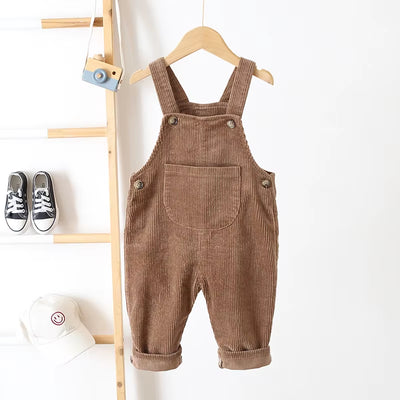 Baby Overalls Corduroy Jumpsuits Front Pocket Boys Pants 0-3 Y Kids Clothes