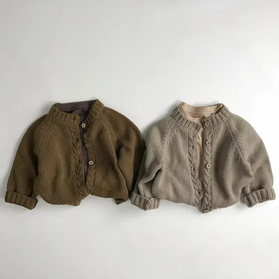 Korean Style Children'S Sweater 1-6Y Boys Loose Cardigans Coat Girls Knitted Retro Casual Outwear Top
