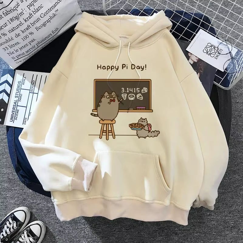 Women'S Cat Hooded Sweatshirt 2024 Cartoon Costume Korean Harajuku Kawai Style Oversized