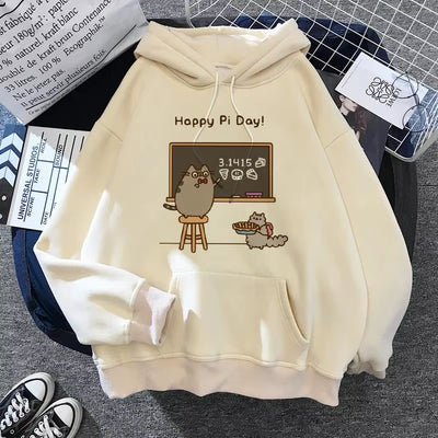 Women'S Cat Hooded Sweatshirt 2024 Cartoon Costume Korean Harajuku Kawai Style Oversized