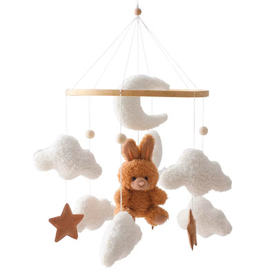 Baby Crib Mobile Rattle Toy 0-12Months Infant Soft Felt Teddy Velvet Pink Bear Bed Bell Hanging Toy Holder Bracket Crib Girl Toy
