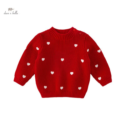 Dave Bella 2025 New Autumn Winter Girls Baby Children Tops Knitted Sweater Pullover Fashion Casual Sweet Cute Party DB4237587
