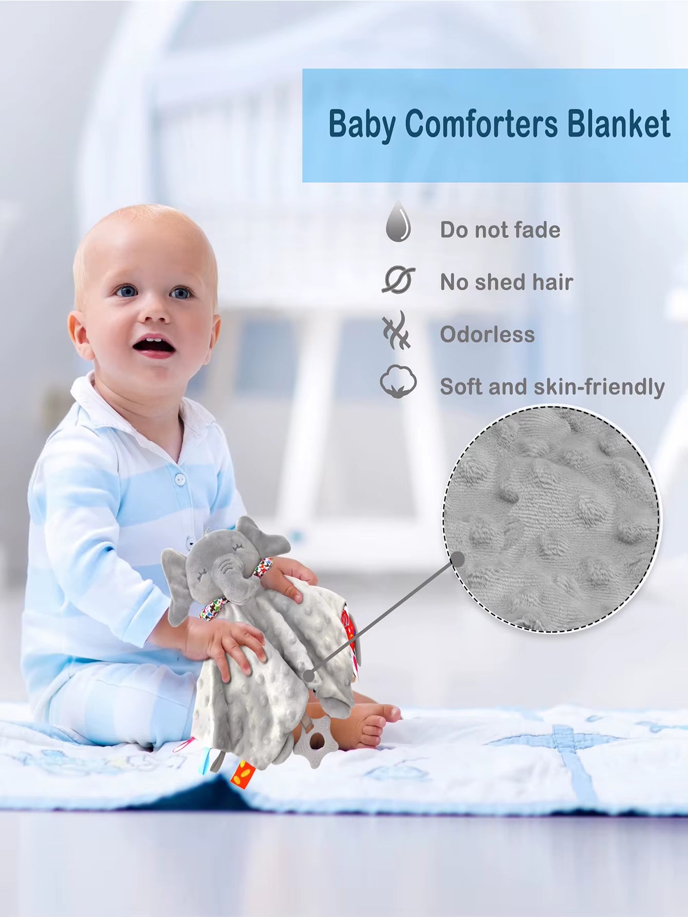 Elephant Baby Comforter Blanket Soft Appease Towel Baby Rattle Animals Toys Soothe Reassure Sleeping Towel Lathe Hangingtoddler