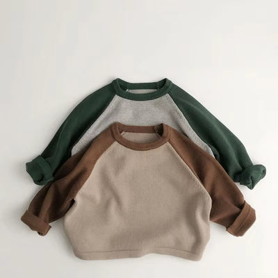 1-6Y Spring and Autumn Children'S Sweaters Boy Kintted Long Sleeve T-Shirt Girl Retro Patchwork Pullover Kid'S Clothing