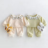 2024 Autumn Children'S Clothing Set 0-4Y Girls Embroider Doll Collar Hoodies Suit Kid'S Pullover and Pants 2Pcs