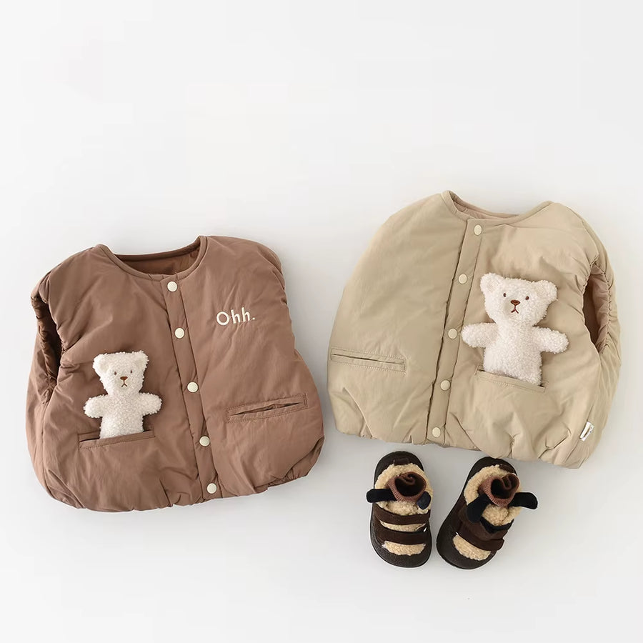 New Winter Baby Vest 6M-3T Thicken Letter Toddler Girls Waistcoat Simple Warm Infant Fleece Padded Coat