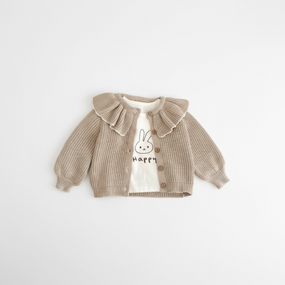 Seasonal Snuggle: Ruffle Collar Baby Knit Cardigan
