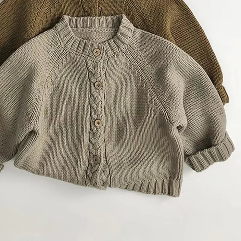 Korean Style Children'S Sweater 1-6Y Boys Loose Cardigans Coat Girls Knitted Retro Casual Outwear Top