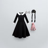 Gothic Kids Black Mesh Fluffy Wednesday Halloween Dress