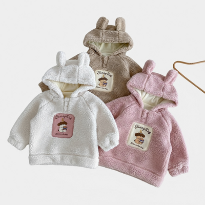 CozyBear Fur Lined Girls Winter Hoodie Sweatshirt