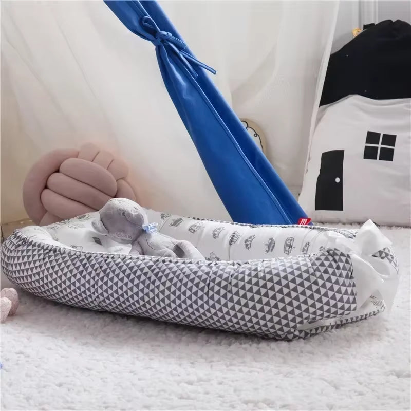 Travel Bed Infant Toddler Cotton Cradle for Newborn Baby Bed Bassinet Bumper New 85*50Cm Baby Nest Bed with Pillow Portable Crib