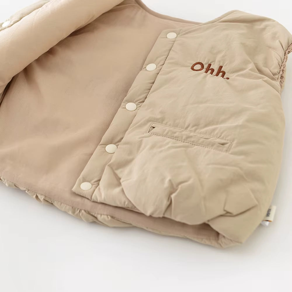 New Winter Baby Vest 6M-3T Thicken Letter Toddler Girls Waistcoat Simple Warm Infant Fleece Padded Coat