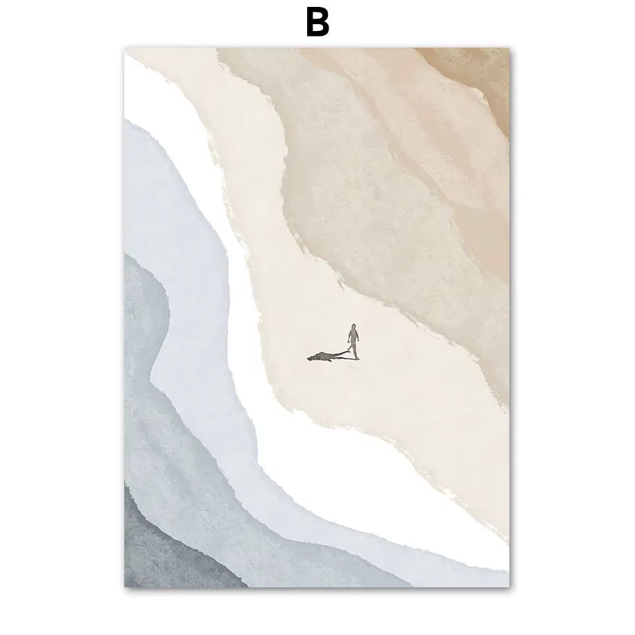 Boho Ocean Sun Rainbow Lotus Tree Abstract Landscape Posters and Prints Wall Art Canvas Painting Pictures for Living Room Decor