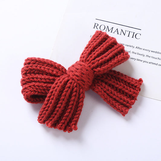 Girls' Yarn Bow Hair Maca Color Pair Clips