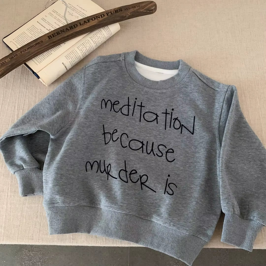 2025 Autumn New Children Letter Print Sweatshirt Boys Girls Long Sleeve Casual Pullover Baby Loose Tops Kids Fashion Clothes