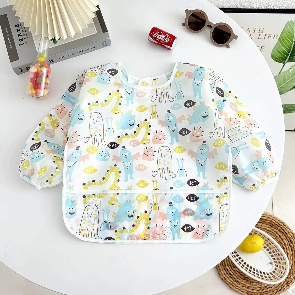 Waterproof Full Sleeve Baby Bibs Children Apron Long Sleeve Feeding Smock Kids Eating Breastplate Infant Scarf Clothing