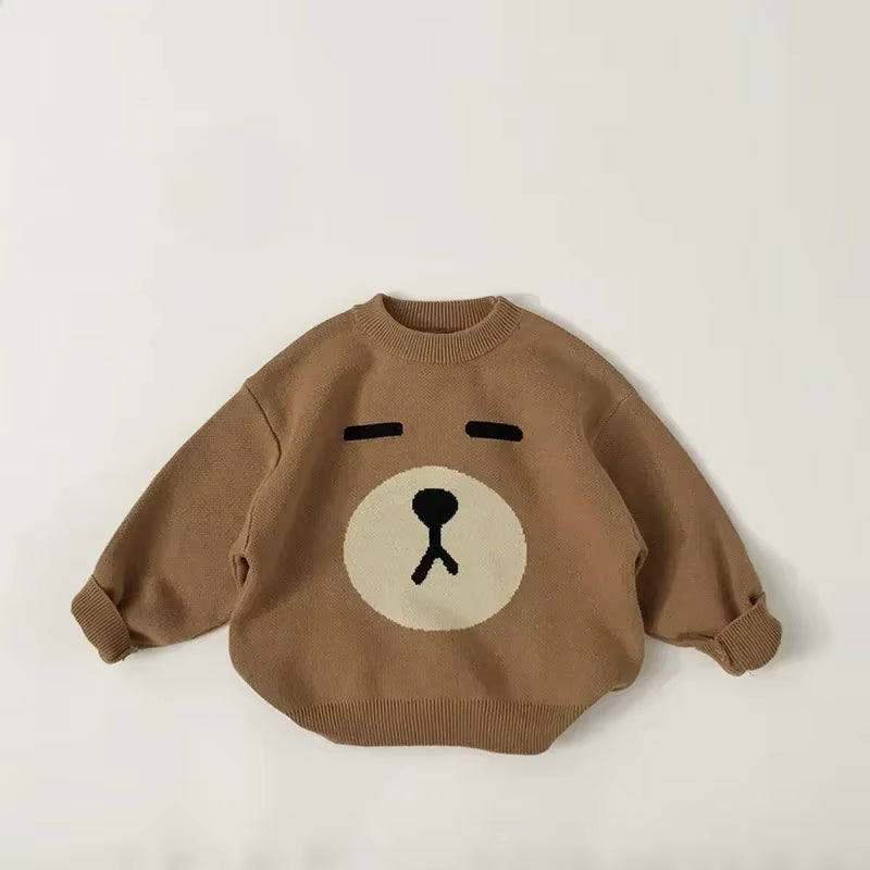 4604 Children Cartoon Sweaters 2024 Autumn Korean Baby Boy'S Knitted Sweater Fashion Cotton Pullovers