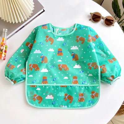 Waterproof Full Sleeve Baby Bibs Children Apron Long Sleeve Feeding Smock Kids Eating Breastplate Infant Scarf Clothing