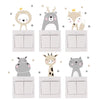 6Pcs/Set Boho Color Cute Smile Cartoon Animals Switch Stickers for Wall Kids Room Baby Nursery Room Wall Decals Stars Home Decor