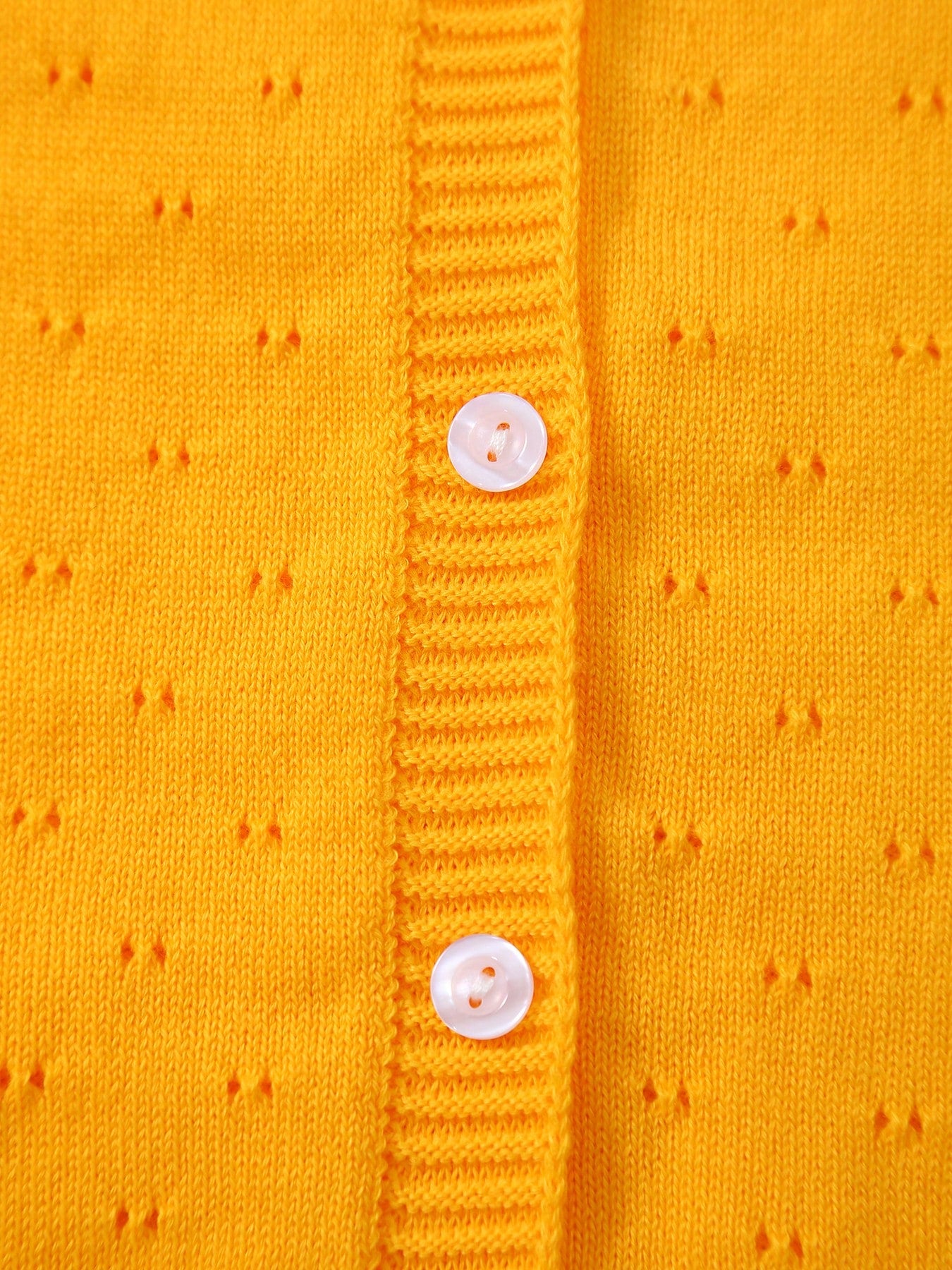 Young Girl Lightweight Button Hollow-Out Knitted Cardigan Jacket