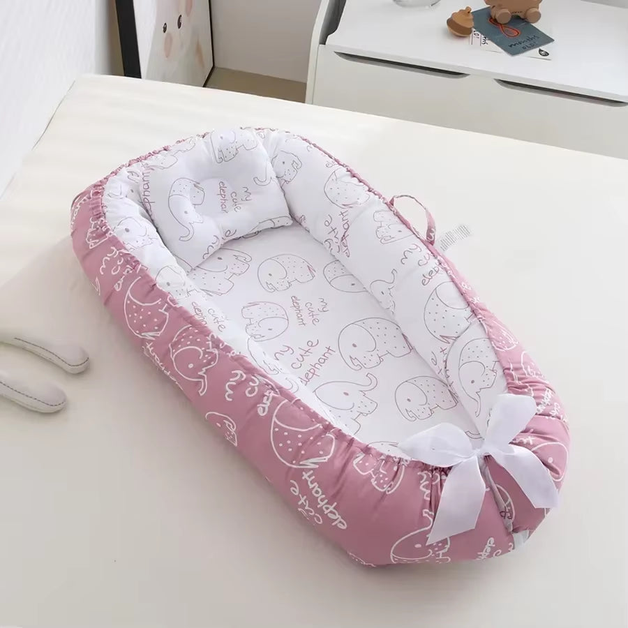Travel Bed Infant Toddler Cotton Cradle for Newborn Baby Bed Bassinet Bumper New 85*50Cm Baby Nest Bed with Pillow Portable Crib