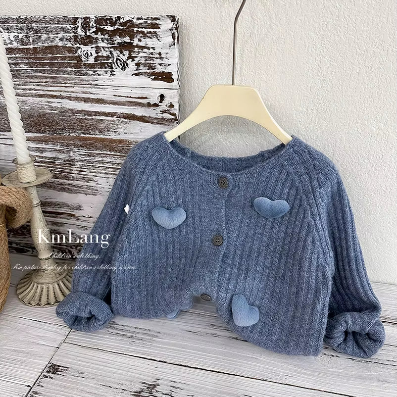 Girls' Sweater Set 2025 Autumn/Winter New Korean Edition Love Western Style Knitted Cardigan Princess Two Piece Set Trendy